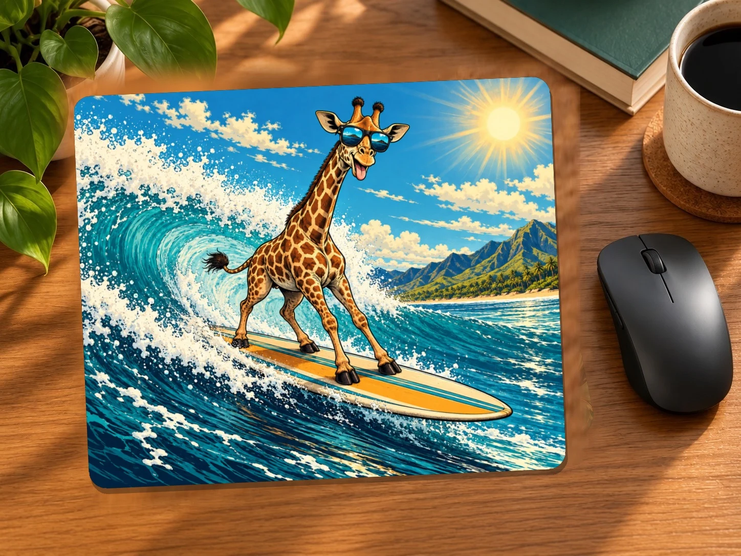 Surfing Giraffe Mouse Pad