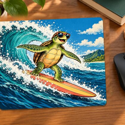 Surfing Sea Turtle Mouse Pad