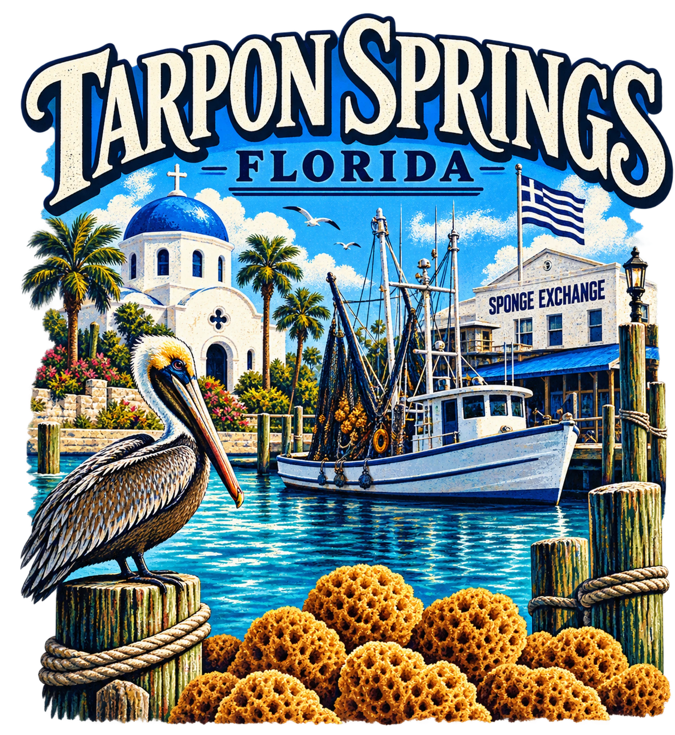 Sponge Docks - Pelican Comfort Colors 1717 T-Shirt