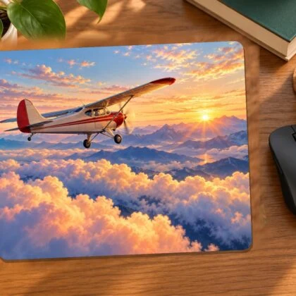 Vintage Airplane Above the Clouds Mouse Pad