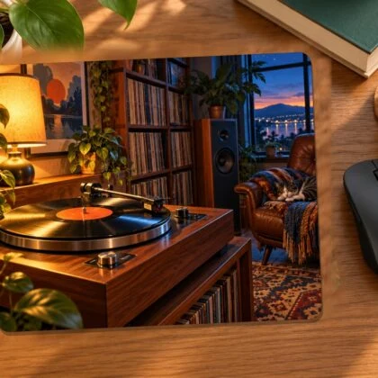 Vintage Vinyl Listening Room Mouse Pad