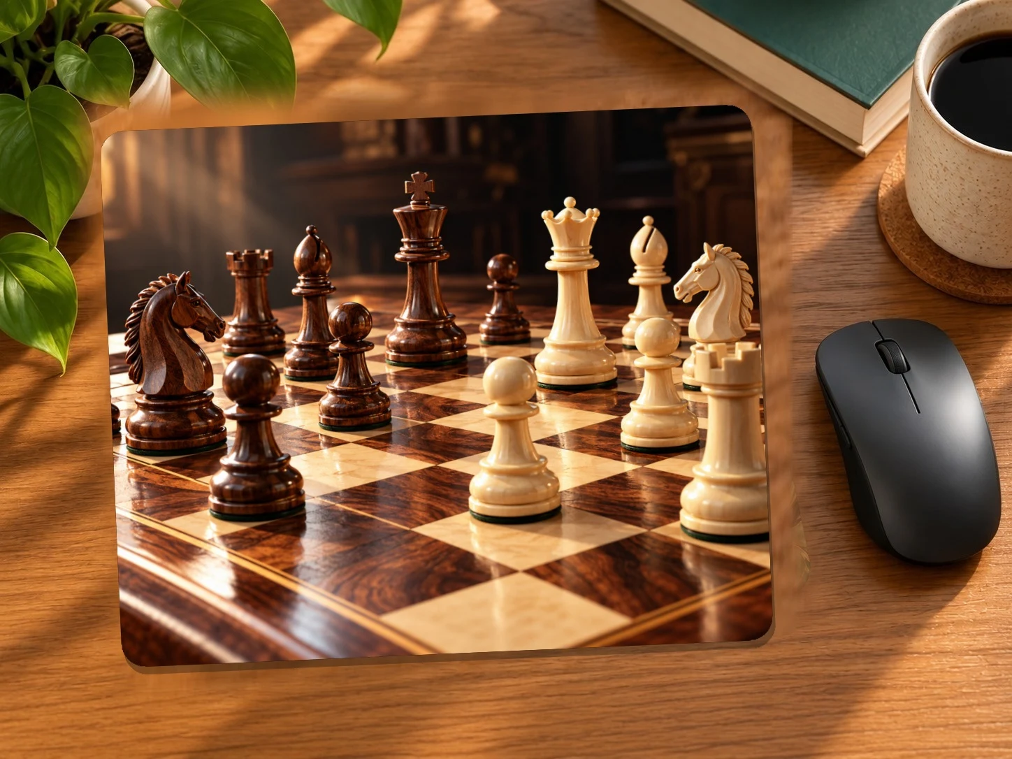 Walnut Chessboard Mouse Pad