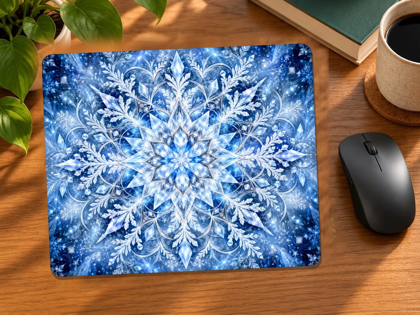 Winter Snowflake Mandala Mouse Pad